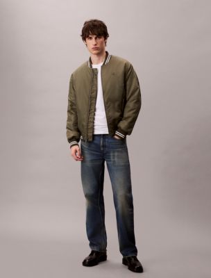 Nylon Tipped Bomber Jacket, Dusty Olive