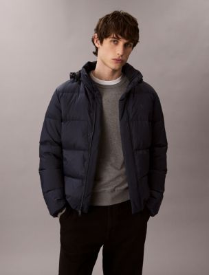 Heavyweight Down Detachable Hood Puffer Jacket, Dark Sapphire