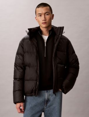 Heavyweight Down Detachable Hood Puffer Jacket, Black