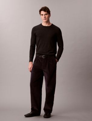 Corduroy Pleated Wide Leg Pants, Purple