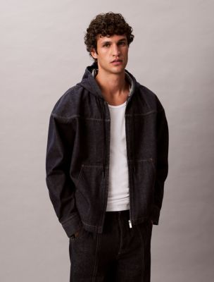 Denim Zip Relaxed Hoodie, CK Raw Rinse