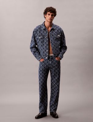 Allover Logo 90s Straight Jeans, Indigo Emblem