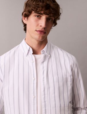 Мужские рубашки Calvin Klein Striped Oxford Classic Button-Down Shirt — фото 2