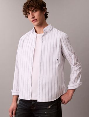Мужские рубашки Calvin Klein Striped Oxford Classic Button-Down Shirt — фото 5