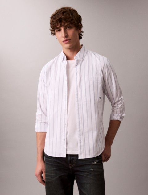 Мужские рубашки Calvin Klein Striped Oxford Classic Button-Down Shirt