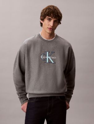 Premium Terry Monologo Relaxed Sweatshirt, Medium Grey Heather