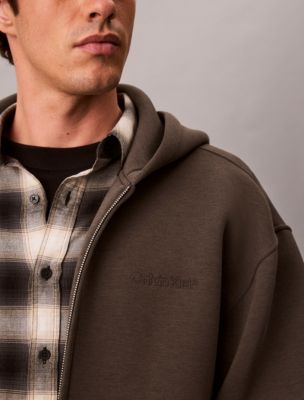 Мужское худи Calvin Klein Cotton Spacer Full Zip, цвет: Beluga — фото 2