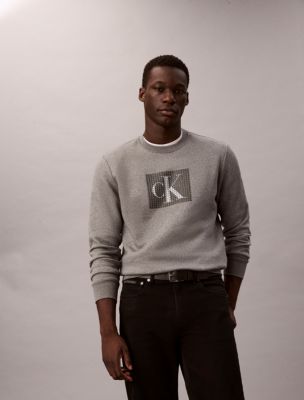Fleece Layered Monogram Graphic Sweatshirt, Grey Heather