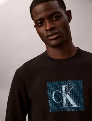 Fleece Layered Monogram Graphic Sweatshirt, Black