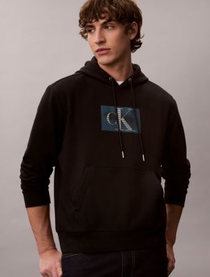 Fleece Metallic Monogram Graphic Hoodie, Black