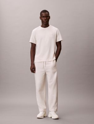 Fleece Velvet Monologo Sweatpants, Chalk