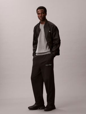 Fleece Velvet Monologo Sweatpants, Black