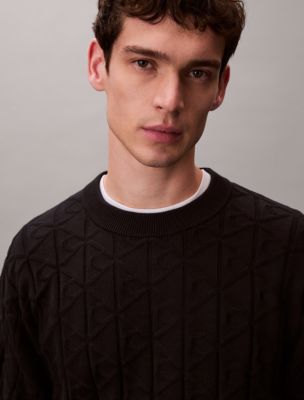 Мужские свитеры Calvin Klein Allover Emblem Logo Ribbed Sweater — фото 2