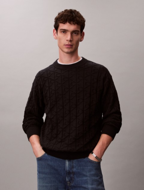 Мужские свитеры Calvin Klein Allover Emblem Logo Ribbed Sweater