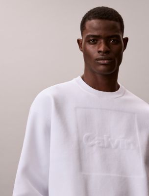 Textured Logo Graphic Relaxed Sweater, Brilliant White