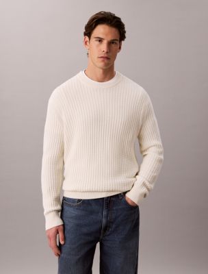 Cotton Tuck Stitch Sweater, Tofu