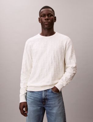 Allover Monogram Relaxed Sweater, Tofu