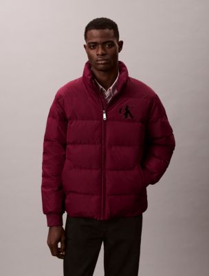 Chenille Monogram Puffer Jacket, Berry Glaze 