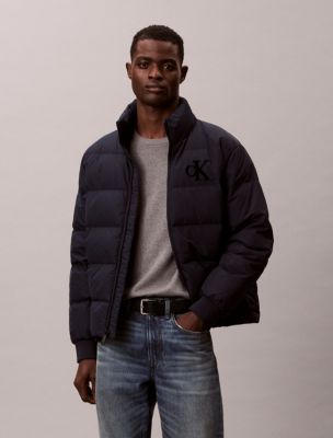 Chenille Monogram Puffer Jacket, Dark Sapphire