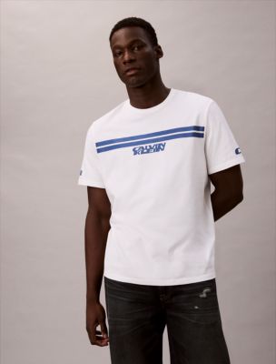 Sport Stripe Logo Graphic Classic T-Shirt, Brilliant White