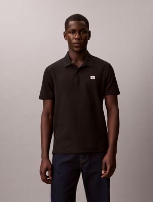 Woven Monologo Classic Polo Shirt, Black