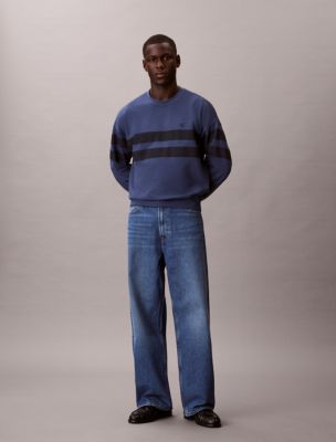 Мужской свитшот Calvin Klein Terry Stripe Relaxed, цвет: Тёмный джинсовый — фото 2