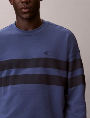 Мужской свитшот Calvin Klein Terry Stripe Relaxed, цвет: Тёмный джинсовый — фото 3
