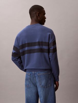 Мужской свитшот Calvin Klein Terry Stripe Relaxed, цвет: Тёмный джинсовый — фото 4