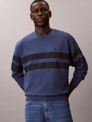 Мужской свитшот Calvin Klein Terry Stripe Relaxed, цвет: Тёмный джинсовый — фото 5