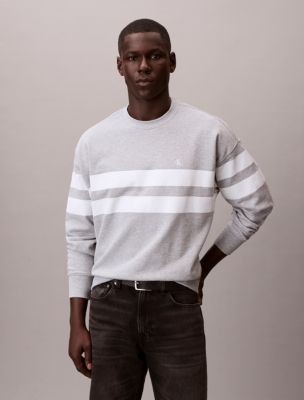 Terry Stripe Relaxed Sweatshirt, Heroic Grey Heather