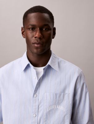 Мужские рубашки Calvin Klein Stripe Slim Relaxed Button-Down Shirt — фото 2