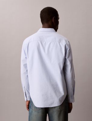 Мужские рубашки Calvin Klein Stripe Slim Relaxed Button-Down Shirt — фото 4
