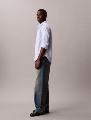 Мужские рубашки Calvin Klein Stripe Slim Relaxed Button-Down Shirt — фото 6