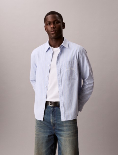 Мужские рубашки Calvin Klein Stripe Slim Relaxed Button-Down Shirt