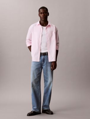 Washed Poplin Relaxed Button-Down Shirt, Cradle Pink