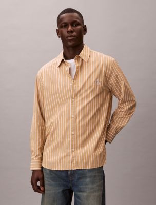 Washed Poplin Stripe Button-Down Shirt, Antelope