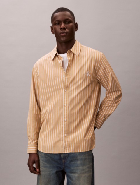 Мужские рубашки Calvin Klein Washed Poplin Stripe Button-Down Shirt