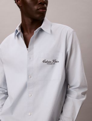 Logo Graphic Washed Oxford Button-Down Shirt | Calvin Klein® USA