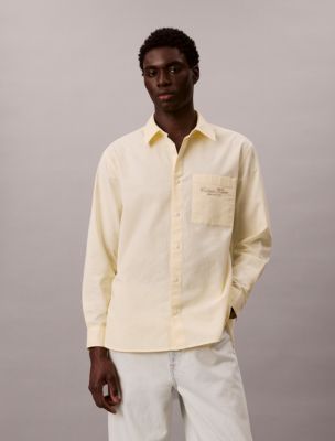 Мужские рубашки Calvin Klein Logo Graphic Washed Oxford Button-Down Shirt — фото 2