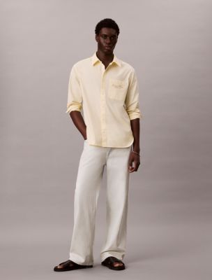 Мужские рубашки Calvin Klein Logo Graphic Washed Oxford Button-Down Shirt — фото 3