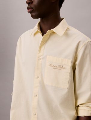 Мужские рубашки Calvin Klein Logo Graphic Washed Oxford Button-Down Shirt — фото 6