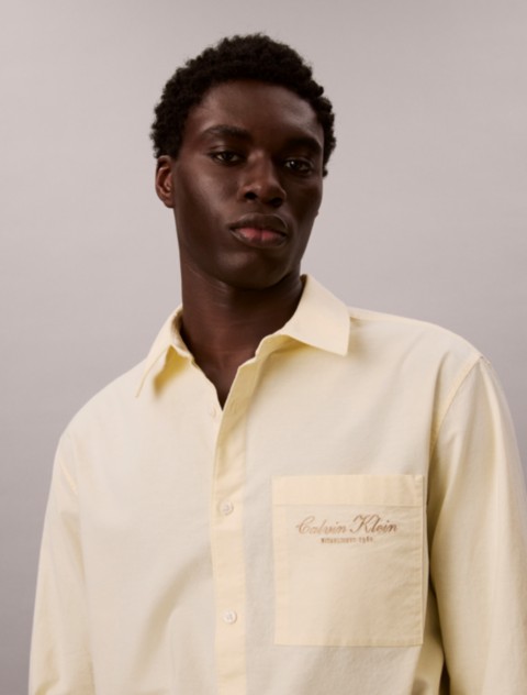 Мужские рубашки Calvin Klein Logo Graphic Washed Oxford Button-Down Shirt