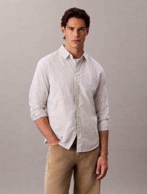 Cotton Stretch Stripe Oxford Classic Button-Down Shirt, Oil Green