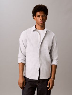 Cotton Stretch Stripe Oxford Classic Button-Down Shirt, Balsam Green
