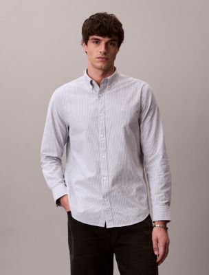 Cotton Stretch Stripe Oxford Classic Button-Down Shirt, Beluga