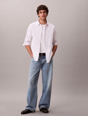 Мужские рубашки Calvin Klein Cotton Stretch Stripe Oxford Classic Button-Down Shirt — фото 2
