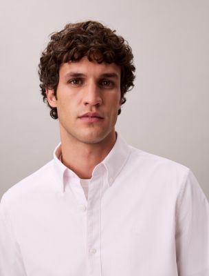Мужские рубашки Calvin Klein Cotton Stretch Stripe Oxford Classic Button-Down Shirt — фото 3