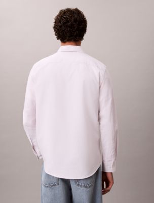 Мужские рубашки Calvin Klein Cotton Stretch Stripe Oxford Classic Button-Down Shirt — фото 4