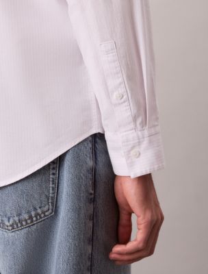 Мужские рубашки Calvin Klein Cotton Stretch Stripe Oxford Classic Button-Down Shirt — фото 6
