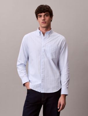 Double Stripe Classic Oxford Button-Down Shirt, Breezy Blue 